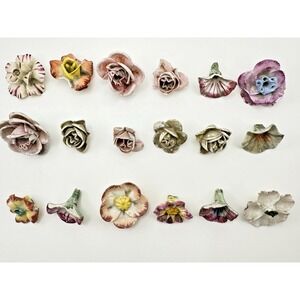 Ceramic Flower Craft Lot Vintage Roses Mosaic Pieces Floral Wall Decor Mixed